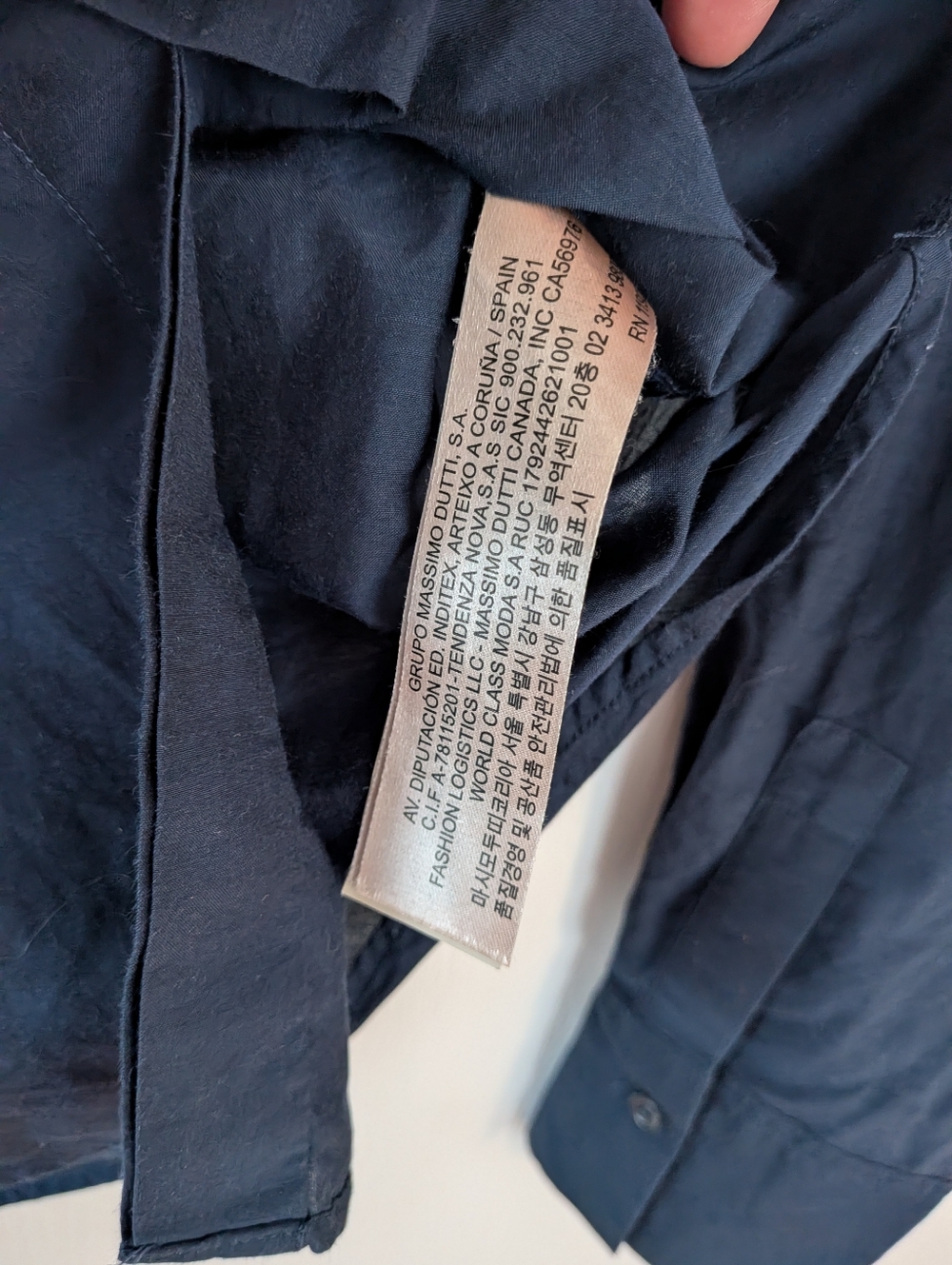 Massimo Dutti cotton Silk button down shirt navy blue size 2 xs - Picture 6 of 10